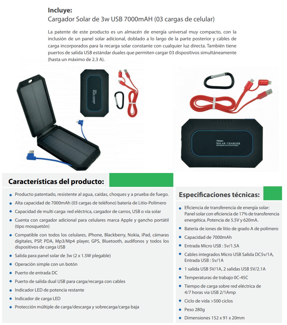 Batería Externa Litio Móvil 7000Mah